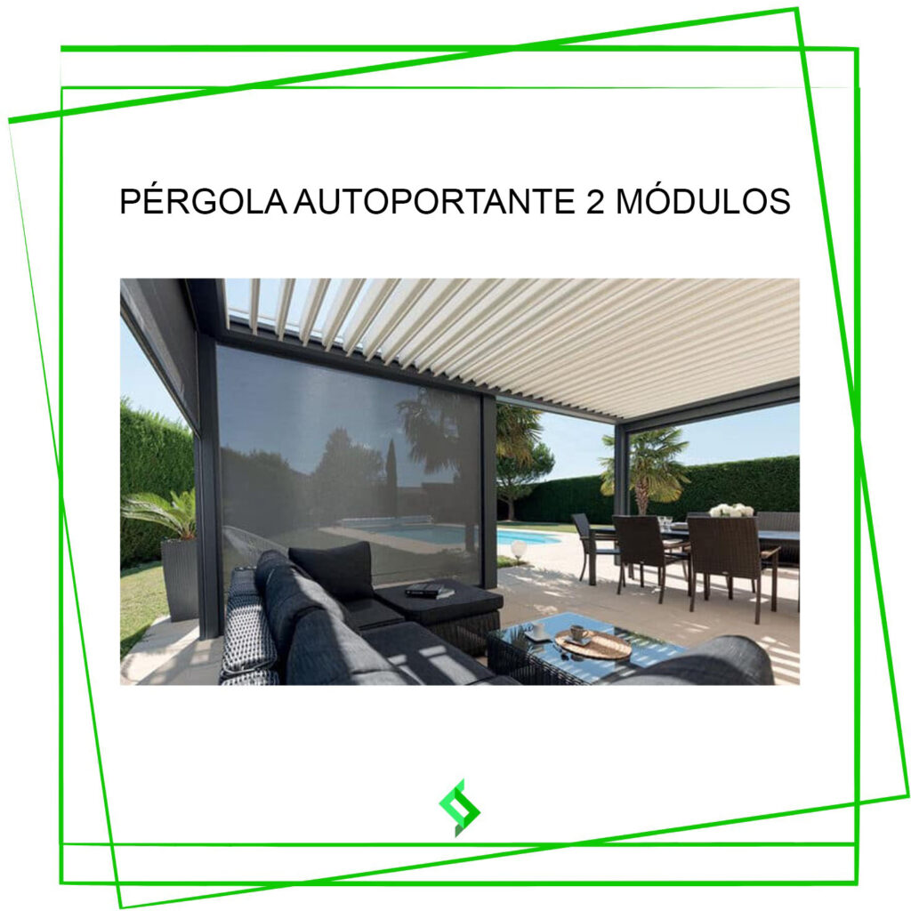 Pérgola BIOCLIMÁTICA AUTO-PORTANTE 6 POSTES 2 MÓDULOS